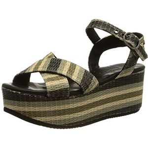 Shabbies Amsterdam Damessandalen Shs1098, Stripe Green Black, 40 EU