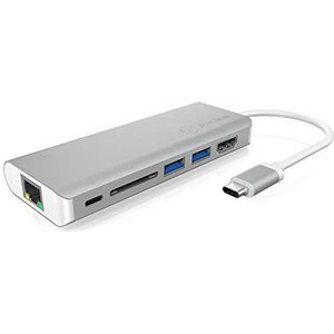 ICY BOX USB-C Laptop Docking Station (6-in-1) met 1x HDMI (4K 30Hz), 3x USB 3.0 HUB, 100W Power Delivery, Gigabit Ethernet, Kaartlezer, IB-DK4034-CPD