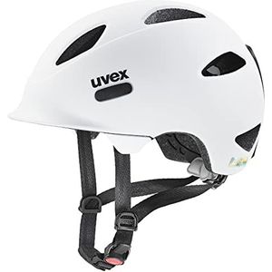 uvex oyo - lichte fietshelm voor kinderen - individueel passysteem - uitbreidbaar met led-licht - white - black matt - 45-50 cm