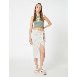 Koton Dames Trekkoord Midi Slit Rok, beige (057), S