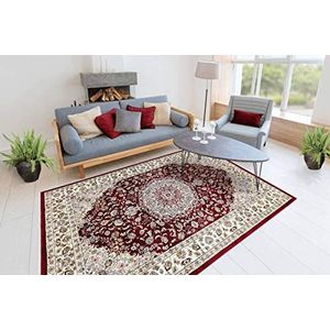 One Couture Hoogpolig tapijt, handgeweven, pluizig zacht effen design, poederblauw, woonkamertapijt 140x200cm rood