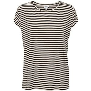 VERO MODA VMAVA Plain SS TOP Stripe GA JRS NOOS Shirt, Zwart/Stripes: Pristine, M, zwart/strepen: pristine, M