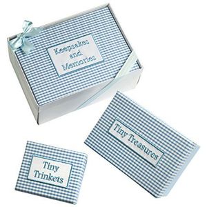 Mopec Set van 3 dozen met deksel van Vichy-stof, blauw, in witte doos en met strik, 1 stuks, papieren karton, kunststof, 17,00 x 23,50 x 9,50 cm