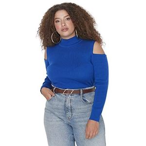 Trendyol Coltrui voor dames, effen Regular Plus Size Sweater Sweater, Indigo, XXL, Indigo, XXL