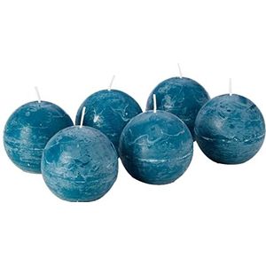 SPAAS Rustieke geurloze bolkaars 80 mm, ± 24 uur - turquoise