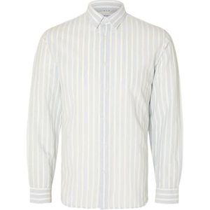 SELETED HOMME Ls Noos Slhslimnew-Linen Shirt met lange mouwen voor heren, Kasjmier Blauw/Stripes: strepen, L