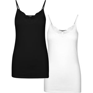 VERO MODA Damestop, Zwart/Pack: helder wit., XS Tall