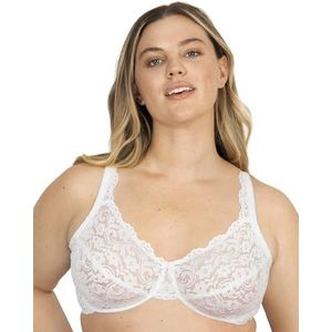 Smart & Sexy Women's Plus Size Signature Lace Unlined Underwire Bra with Added Support, White, 46D