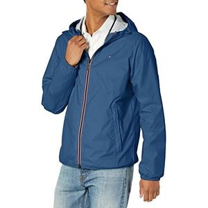 Tommy Hilfiger Active Rain Slicker Regenjas voor heren, met driekleurige ritssluiting, Nautisch blauw., S