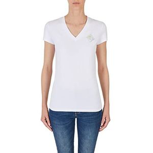 Armani Exchange Damesshirt met korte mouwen, slim fit, V-hals, wit, klein, wit, S