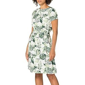 Timezone Casual jurk voor dames met print, Groen Wit Philo Bladeren, 36 EU/M