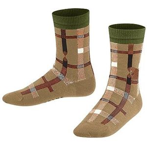 FALKE Unisex kinderen Beaver Check duurzaam katoen halfhoog met patroon geruit 1 paar sokken, beige (desert 4710), 27-30