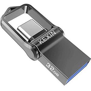 KEXIN USB-C-stick, 32 GB, USB-stick, type C-geheugenstick, OTG flash drive, USB 3.0, dual memory stick, waterdicht, flash drive met sleutelhanger voor PC/laptop/MacBook/tablet/Android Samsung Huawei