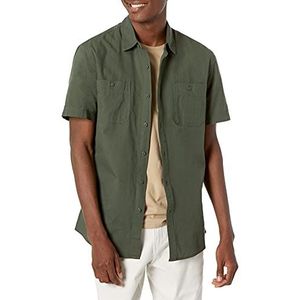 Amazon Essentials Heren Chambray Shirt met korte mouwen, olijf, medium
