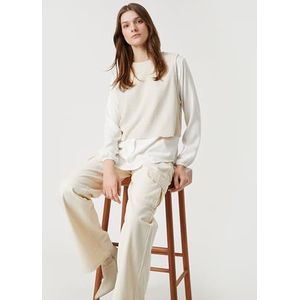 Koton Dames tricot sweater detail shirt met lange mouwen, beige (074), 42