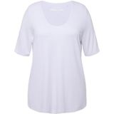 Ulla Popken - Shirt - Wit - Effen - Halve Mouw - Lange Pasvorm