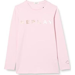 Replay Meisjes shirt met lange mouwen katoenmix met logo, roze (Dolly Pink 369), 16 jaar, 369 Dolly Roze, 16 Jaar
