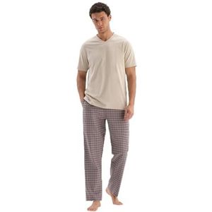 Dagi Grey Fashion Woven Regular Taille Flanel Woven Lange Pijpen, Grijs, S, grijs, S