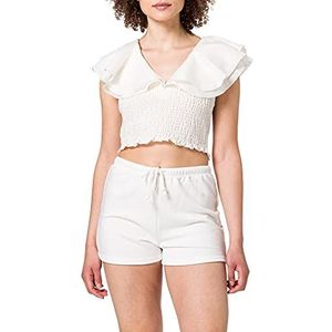 NA-KD Top blouse met gesmokte taille voor dames, Wit, 60