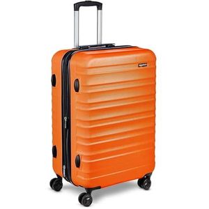 Amazon Basics Handbagage, hard shell, ABS, met 4 wieltjes, koffer, 68 cm, roodoranje