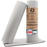 Chinchilla® Wasbare keukenrol, 12 stuks, sponsdoeken van hout cellulose | Made in Germany | duurzame multifunctionele doeken in het huishouden | herbruikbare keukendoeken grijs | absorberend en scheurbestendig