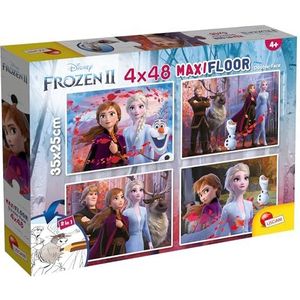 Lisciani - PUZZEL DISNEY 2 in 1 - Frozen - 48 Stukjes - 4 Puzzels Frozen Voor Kinderen vanaf 4 jaar - 35x25 cm - Dubbelzijdig - Achterkant om te Kleuren met Inclusief Viltstiften - Gemaakt in Italië