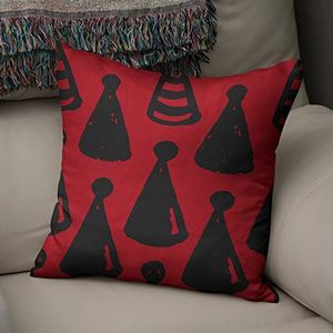BonaMaison Decoratieve Kussensloop, Rood Zwart Kussenhoezen Bank, Zitkussen, Decoratieve Kussenhoesjes, Kussensloop; Sofa, Slaapkamer, Kantoor, Auto 50x50 Cm - Ontworpen en vervaardigd in Turkije