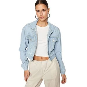 Trendyol Dames Overhemd Kraag Plain Regular Jacket Jas, Lichtblauw, L, Lichtblauw, L