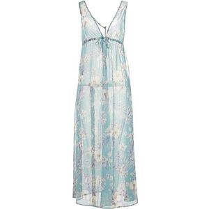 Emporio Armani Lange Jurk Chiffon Cover-Up, Hibiscus Print/Mint, S-M