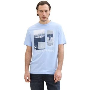 TOM TAILOR Basic T-shirt voor heren met fotoprint, 35271 - Windsurf Blue, XXL