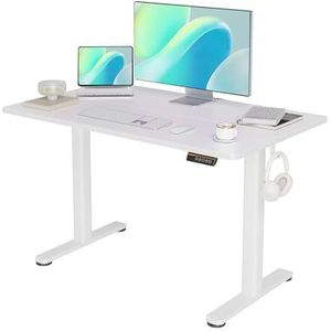 Morsut Elektrisch sta-bureau 120x60 cm, in hoogte verstelbaar bureau met kabelbeheer, computerbureau zit/standaard met geheugenfunctie en botsingsbeveiliging, wit