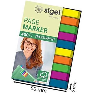 Sigel Hn617 Mini Markeerstiften Tekststroken Index, Per Stuk Verpakt (400 Extra Smalle Stroken In 6 X 50 Mm, 5 Kleuren)