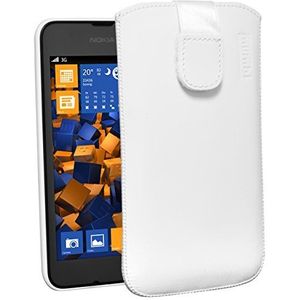 mumbi Echt leren hoesje compatibel met Nokia Lumia 530 hoes leer tas case wallet, wit