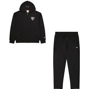 Champion Legacy Modern Sport (220379) - Poly-Cotton Rain Interlock Hooded Trainingspak, Zwart (NBK), XS Heren FW24, zwart (NBK), XS