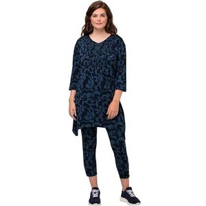 Ulla Popken, Dames, grote maten, bedrukt longshirt met smok, inktblauw, 42-44