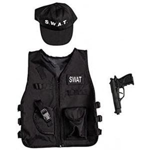 Carnival Toys Swat set voor jongens (jas, hoed, pistool) in zak met haak.
