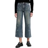 Culotte - Effen - Lange Jeans Culotte - Met Wassingseffect en Spiegels