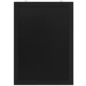 EUROPEL Krijtbord met zwarte melaminelaag, frame van gelakt grenenhout, mat zwart, afmetingen 50 x 70 cm, wandbevestiging, portret- of landschapsformaat, voor vloeibare krijtstiften