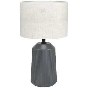 EGLO Tafellamp Capalbio, nachtlampje met stoffen lampenkap, woonkamerlamp van grijze keramiek en beige textiel, tafel lamp voor woonkamer en slaapkamer, E27 fitting