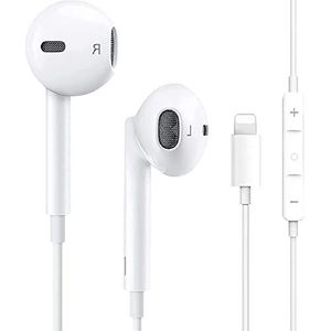 Junwolf In-ear hoofdtelefoon voor iPhone, hoofdtelefoon, hifi-audio, stereo, MFi-gecertificeerd, met microfoon en volumeregelaar, compatibel met iPhone 12/13 Pro/13 Pro Max/12 Mini/SE/11/X/XS