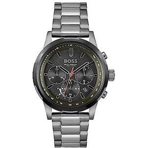 BOSS Solar Chronograph Quartz horloge voor heren met grijze roestvrijstalen armband - 1514034