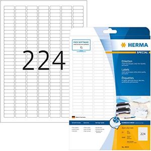 HERMA 8830 universele etiketten voor inkjetprinters A4 (25,4 x 8,5 mm, 25 velles, papier, mat) zelfklevend, bedrukbaar, permanente klevende stickers, 5.600 etiketten voor printer, wit