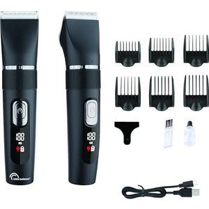 LITTLE BALANCE 8788 Pro Precision, tondeuse voor heren, looptijd 2,5 uur, USB-opladen, led-display, titanium messen, afneembaar, waterdicht, 6 opzetkammen, 5 lengte-instellingen, zwart
