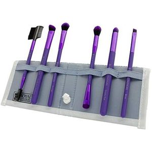 MODA Royal & Langnickel Travel Size Mooie Ogen 7st Make-upborstel Set met Zakje, Inclusief - Hoek Shader, Crease Smudger, Oogschaduw, Smoky Eye, Brow Liner en Lash Comb Borstels, Paars