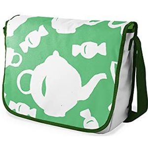 Bonamaison Digitaal bedrukte Messenger schooltas met kaki riem voor studenten, crossbody tas, koerierstas, schoudertas voor kinderen, meisjes, jongens, maat: 29x36 cm