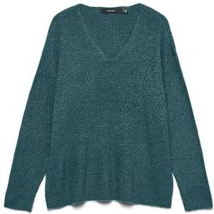 Regular fit gebreide pullover met V-hals, model 'CREWLEFILEGLITTER'