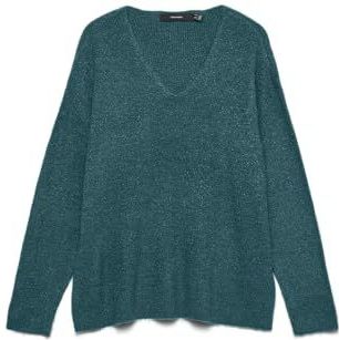 Regular fit gebreide pullover met V-hals, model 'CREWLEFILEGLITTER'