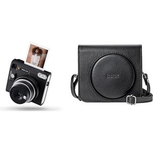 instax Fujifilm SQUARE SQ40 Black, instant SQUARE camera, ingebouwde flitser, automatische belichting & instax SQUARE SQ40 beschermhoes Zwart