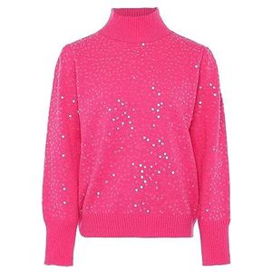 Nascita Dames dun gebreid bovendeel met opstaande kraag en pailletten polyester roze maat M/L, roze, M