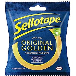 Sellotape Originele gouden, multifunctionele doorzichtige tape voor huishoudelijke objecten, doorzichtige verpakkingstape voor het plakken van enveloppen of kaarten, gemakkelijk te gebruiken